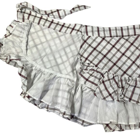 Veronica Beard Memphis Ruffle Mini Skirt Plaid White Multi Size 8 - Picture 7 of 13